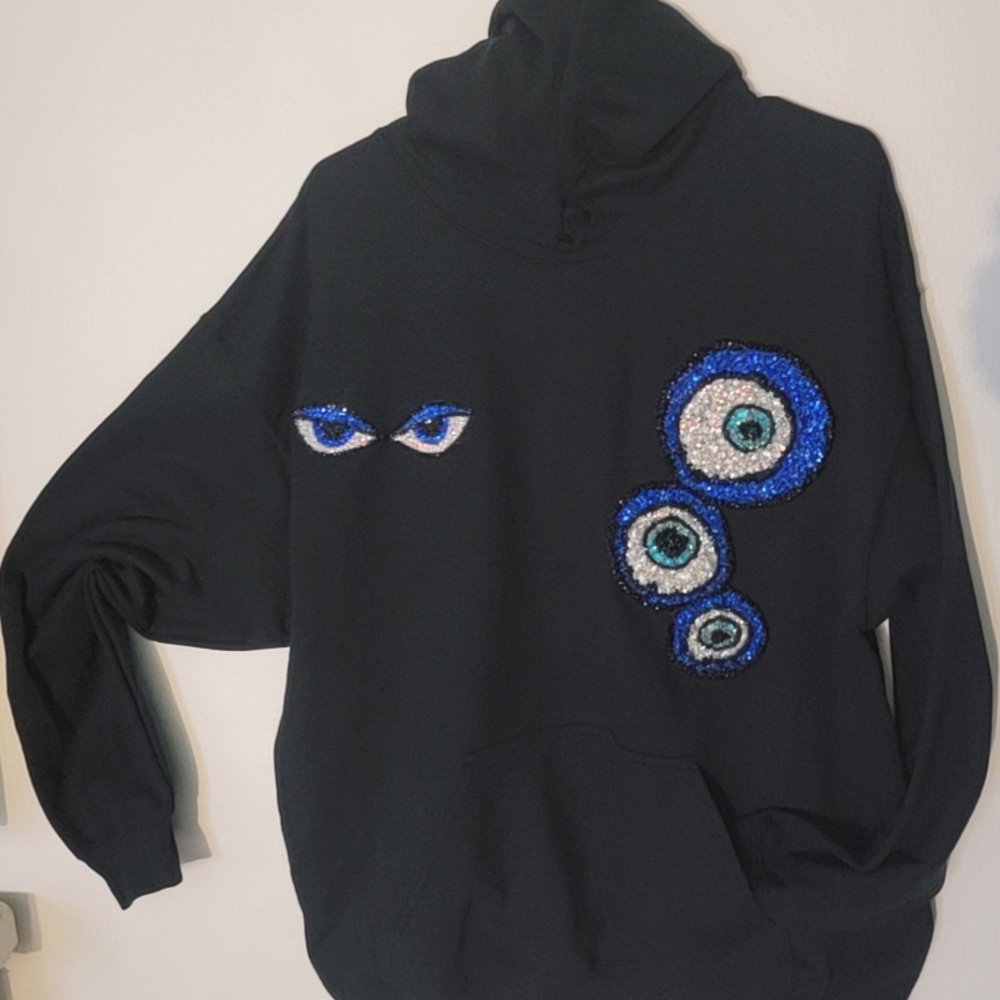 Black Hoodie with Evil Eye Design